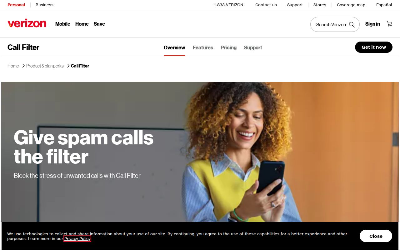 New York phone codes and call filtering options offered by a wireless carrier
